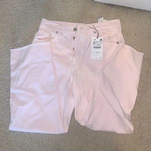 Light pink Zara high rise straight leg jeans
